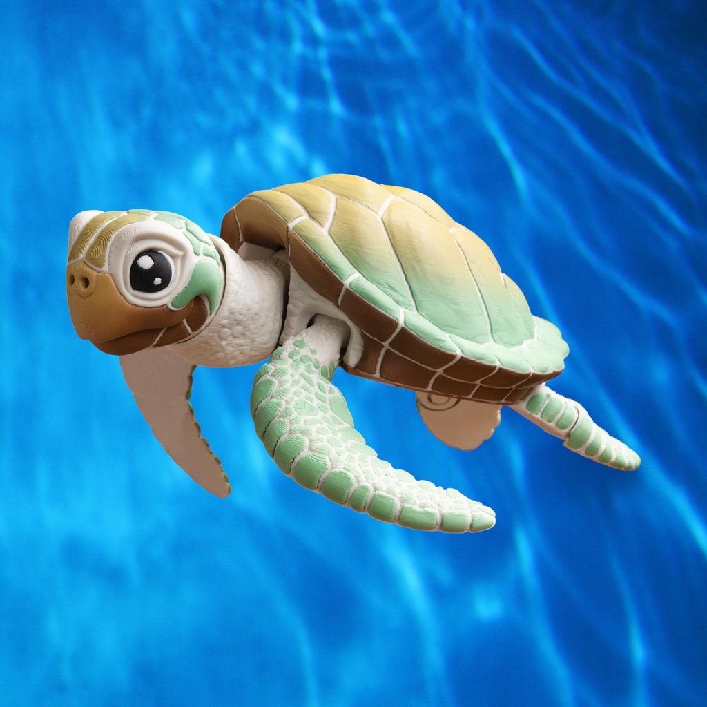 Ocean Themed Gift Articulated Sea Turtle Marine Decoration Coastal Desk Ornament Movable Figure Collectible Animal Miniature Realistic Model Posable Limbs Premium Material Construction Desktop Accessory Beach House Decor Nautical Display