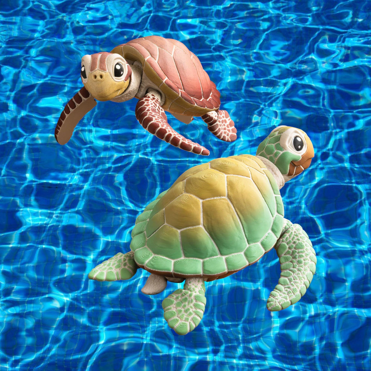 Articulated Sea Turtle Figurine Desk Ornament Marine Decoration Ocean Themed Coastal Display Miniature Model Posable Figure Movable Joints Premium Material Color Options Three Sizes Office Accessory Collection Item Fidget Toy Beach Themed