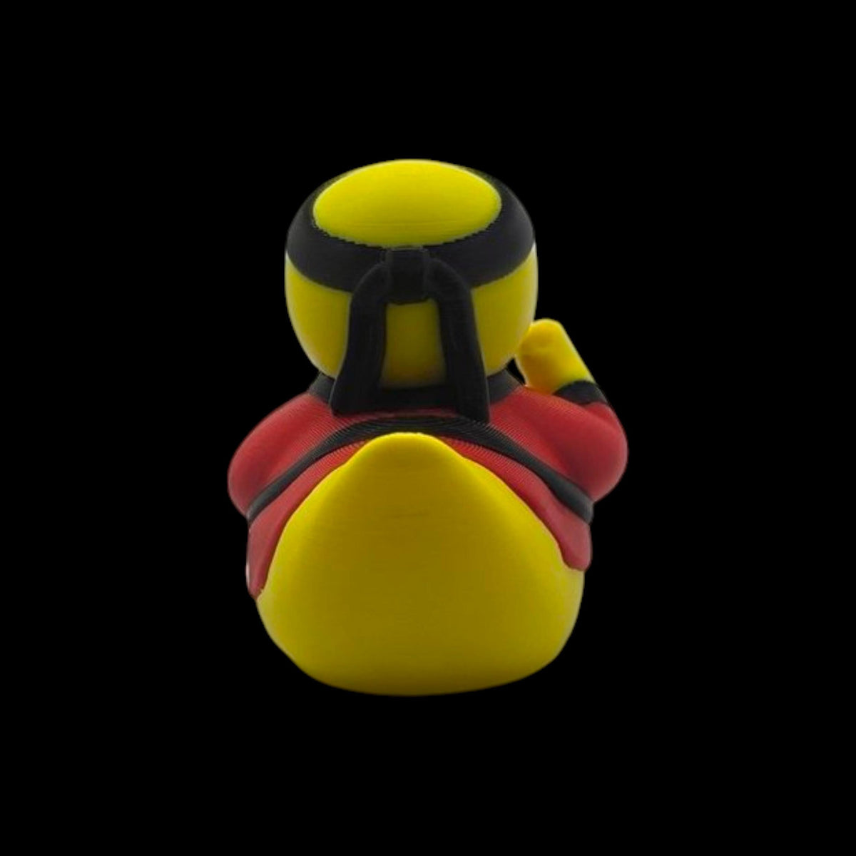 Unique Gift Idea Karate Duck Figurine Martial Arts Decoration Desk Accessory Small Figure Cute Design Fighter Pose Black Belt