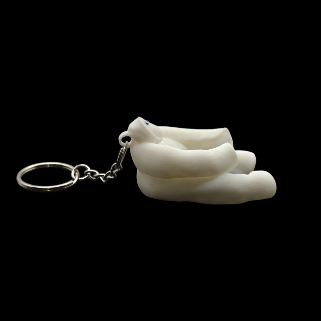 White Sitting Monkey Towel Animal Keychain Cruise Souvenir Charm Accessory Travel Memento Vacation Keepsake