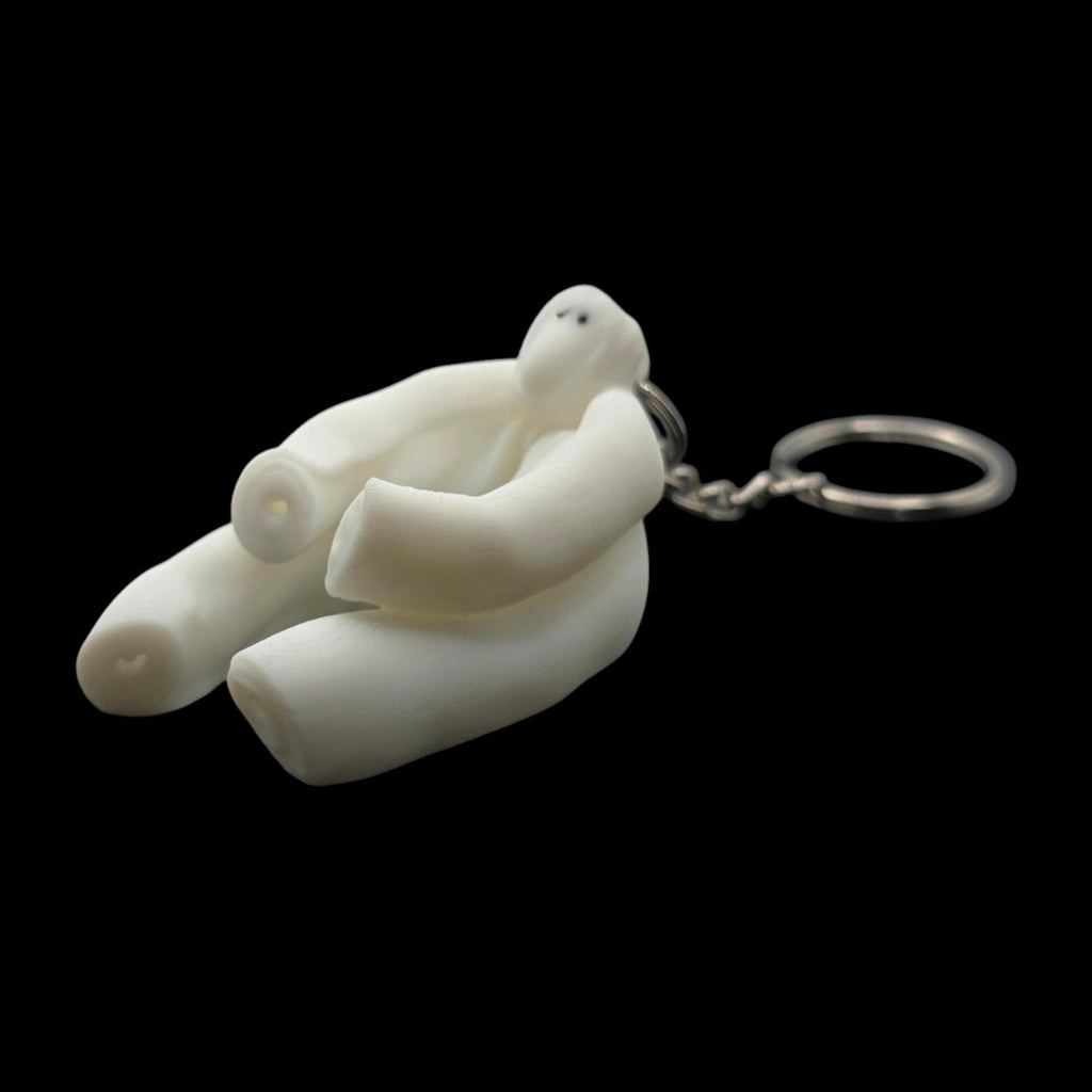 white Sitting Monkey Towel Animal Keychain Cruise Souvenir Charm Accessory Travel Memento Vacation Keepsake
