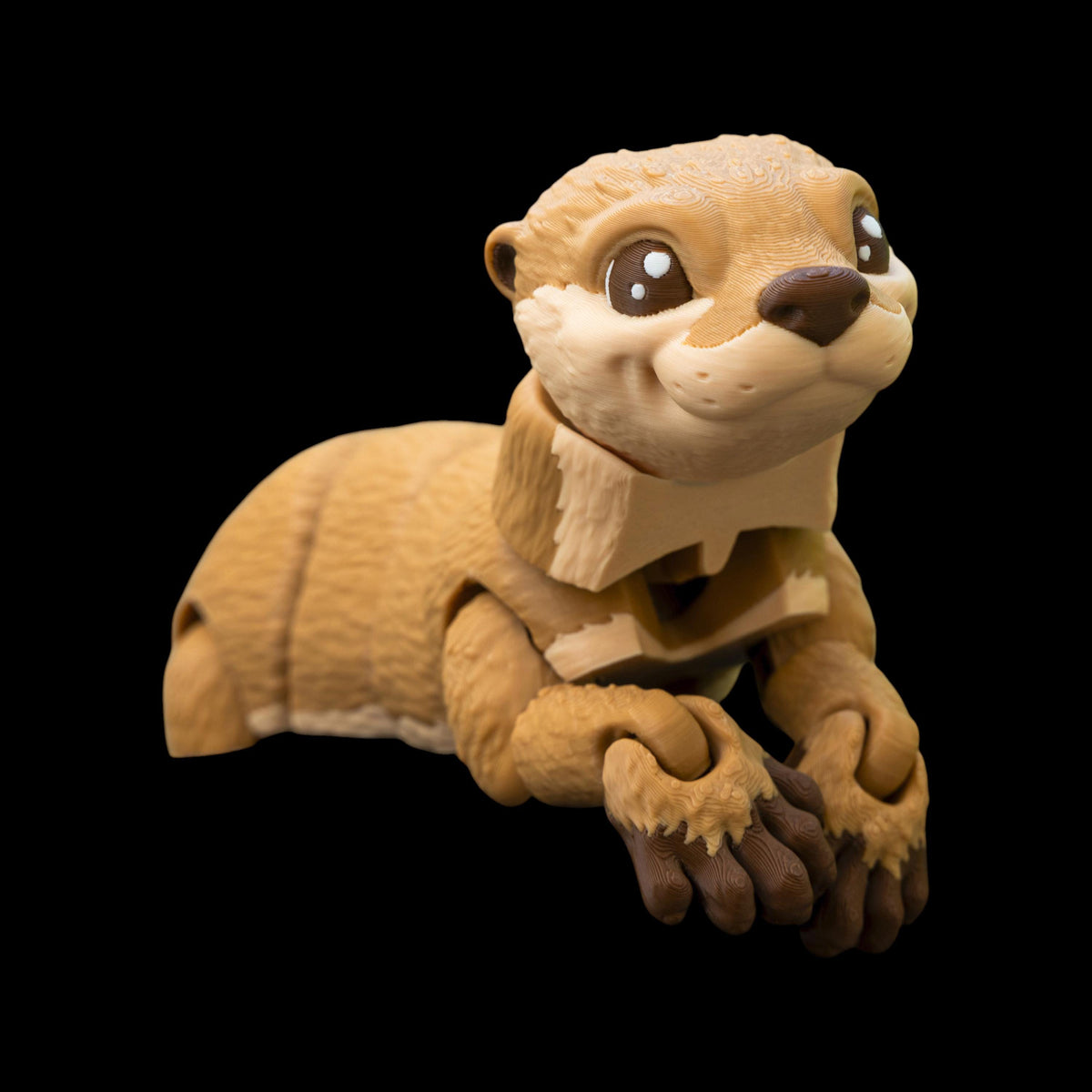 Collectible Otter Figurine Mini Wildlife Model Articulated Animal Toy Desk Decoration Display Piece Small Statue Movable Joints Design 3D Printed Creation PLA Material Construction Office Accessory Nature Lover Gift Posable Figure Tan Brown