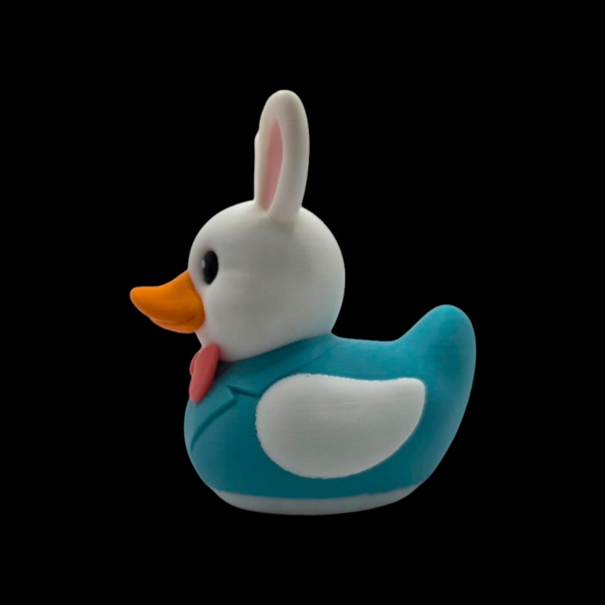 Desk Accessory Miniature Figurine Easter Bunny Duck Character Teal Blue Suit Pink Bow Tie Whimsical Animal Design 3D Printed