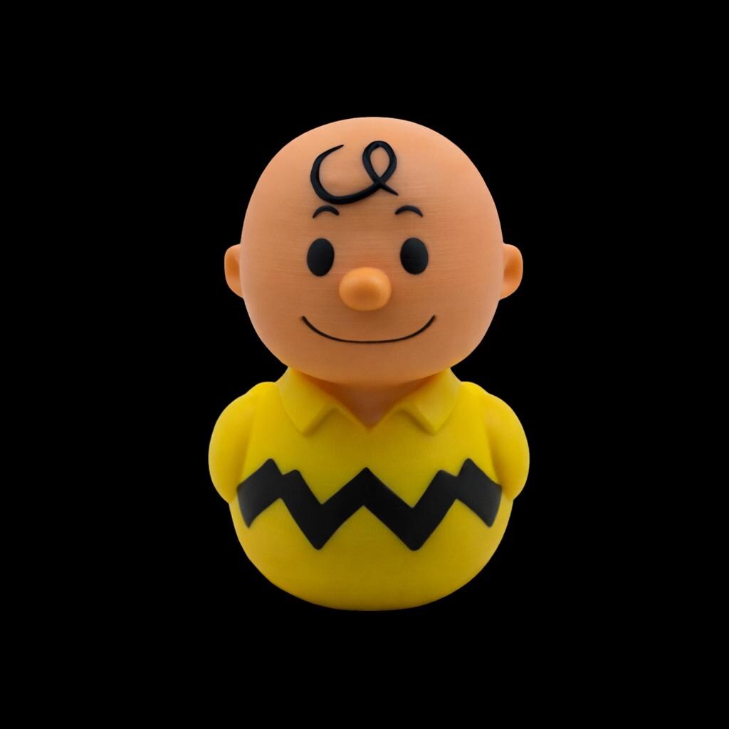 Desk Accessory Cartoon Character Charlie Brown Duck Figure Yellow Zigzag Pattern Design Collectible Display