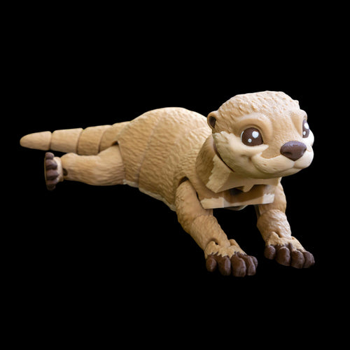 3D Printed Otter Model PLA Material Construction Mini Wildlife Figurine Articulated Design Movable Limbs Feature Desk Accessory Decoration Small Animal Statue Collectible Item Display Piece Office Decor Tan Brown Colored Creation Nature