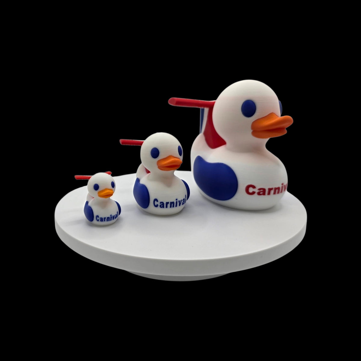 Nautical Duck Figure Beach House Decoration Carnival Cruise Keepsake Three Size Collection Maritime Bathroom Decor White Red Blue Design Coastal Home Accent Perfect Vacation Memory Gift Summer Beach Theme Ornament Seaside Style Present