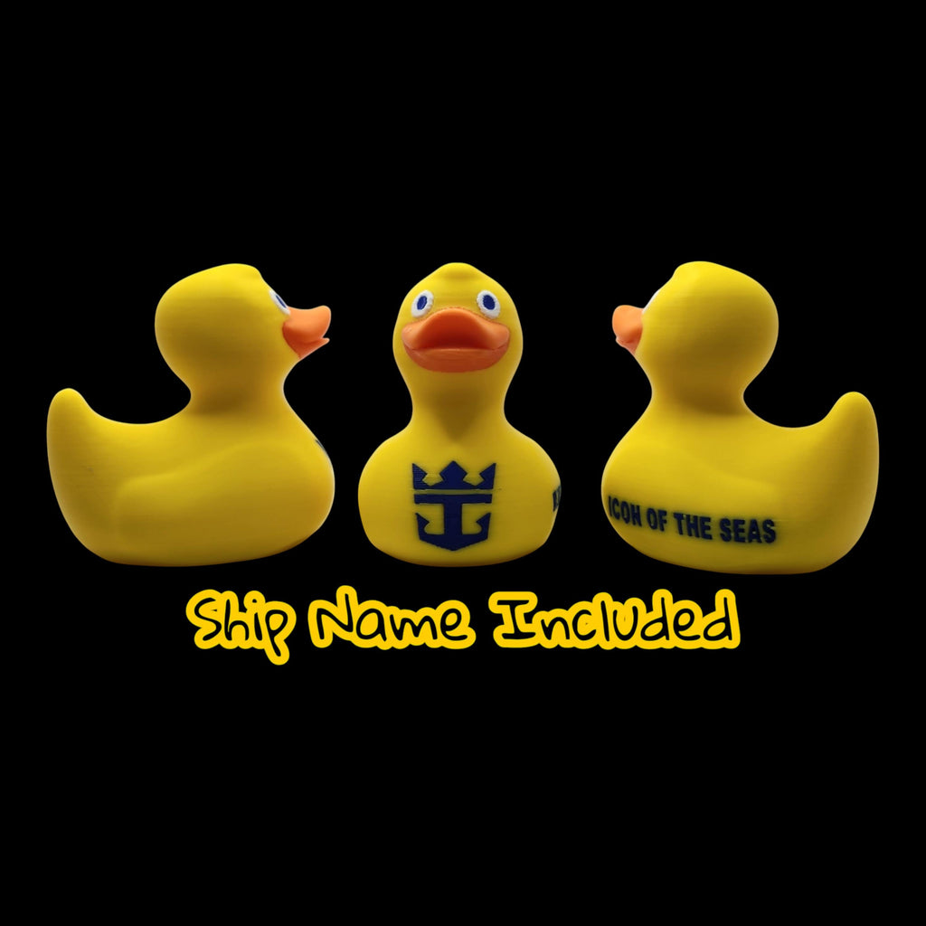 Royal Caribbean Duck Collection Custom Travel Souvenir Maritime Display Three D Printed Design PLA Construction Anchor Crown Details Nautical Theme Piece Custom Ship Name Option Travel Memory Gift Cruise Collection Item Display Accent Carnival Cruise duck decore