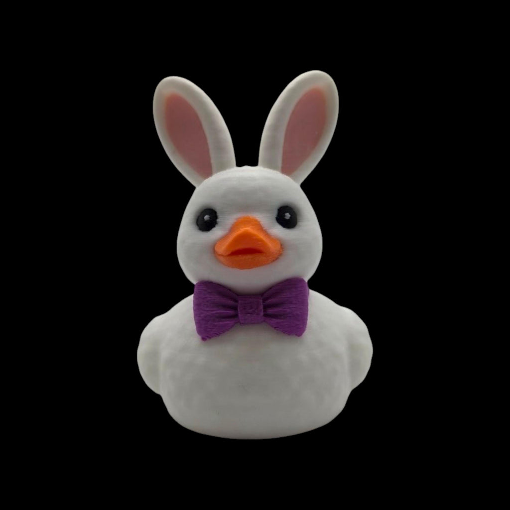 Easter Bunny Duck Figure Whimsical Character Design Teal Blue Suit Pink Bow Tie Orange Bill Decoration Holiday Gift Basket Filler Spring Ornament 3D Printed Collectible Miniature Figurine Dashboard Display Desk Accessory Car Decoration