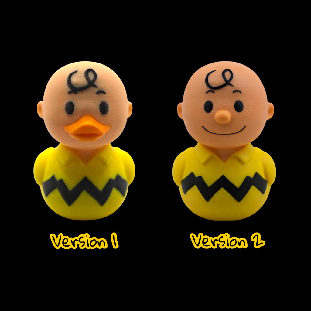 Charlie Brown Duck Figure Cartoon Character Collectible Yellow Duck Zigzag Pattern 3D Printed Design Desktop Display