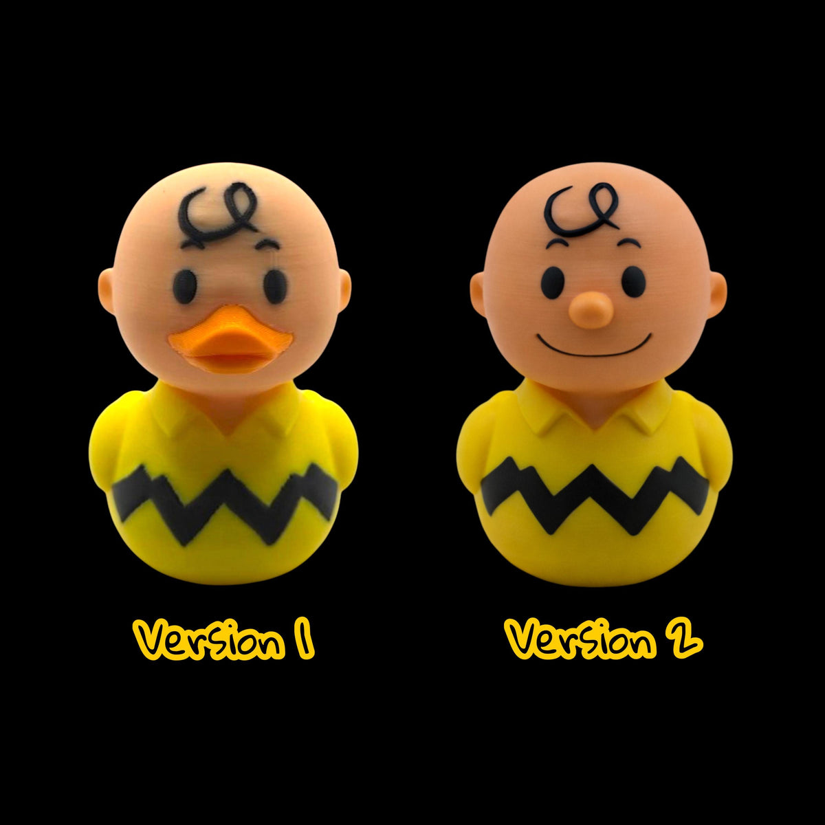 Charlie Brown Duck Figure Cartoon Character Collectible Yellow Duck Zigzag Pattern 3D Printed Design Desktop Display