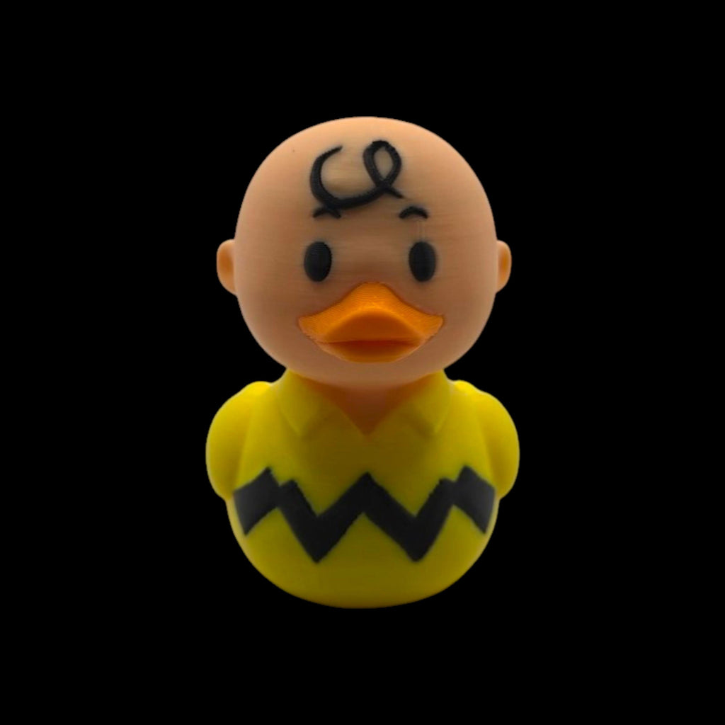 Yellow Duck Floating Toy Bathroom Decor Piece Waterproof Character Design Zigzag Pattern Detail Charlie Brown Inspired Figure