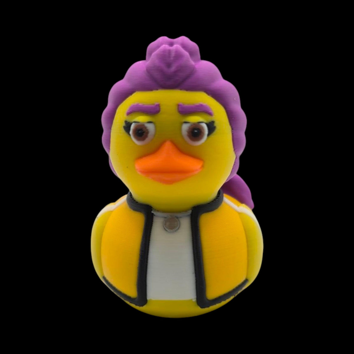 Rubber Duck Gift Jeep Ducking Collectible Toy Desk Ornament Bathroom Display Office Accessory Purple Mohawk Hair Black White Racing Stripe Design Punk Character Figurine 3D Printed PLA Premium Filament Coworker Present Girlfriend Birthday