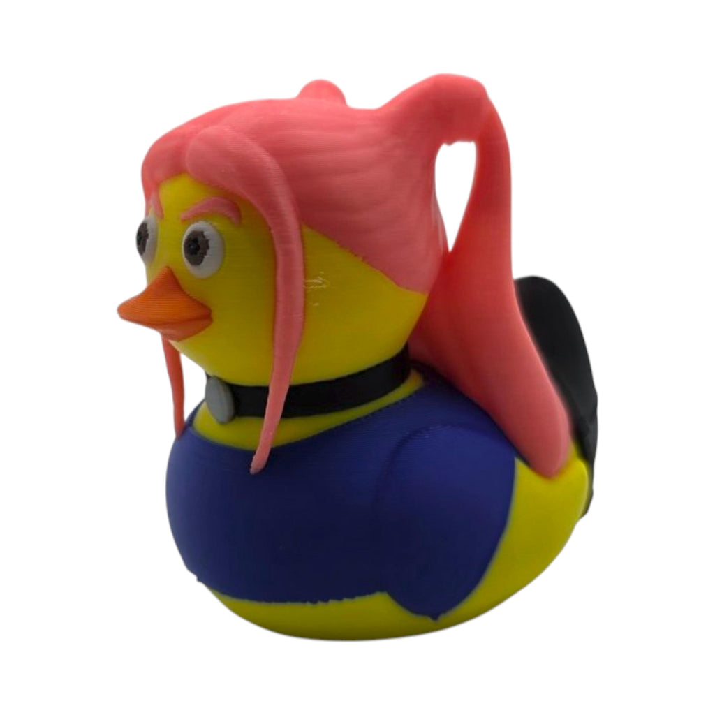 Unique Girlfriend Birthday Gift Rubber Duck Collectible Pink hair Design Racing Stripe Figurine Novelty Toy Jeep Ducking