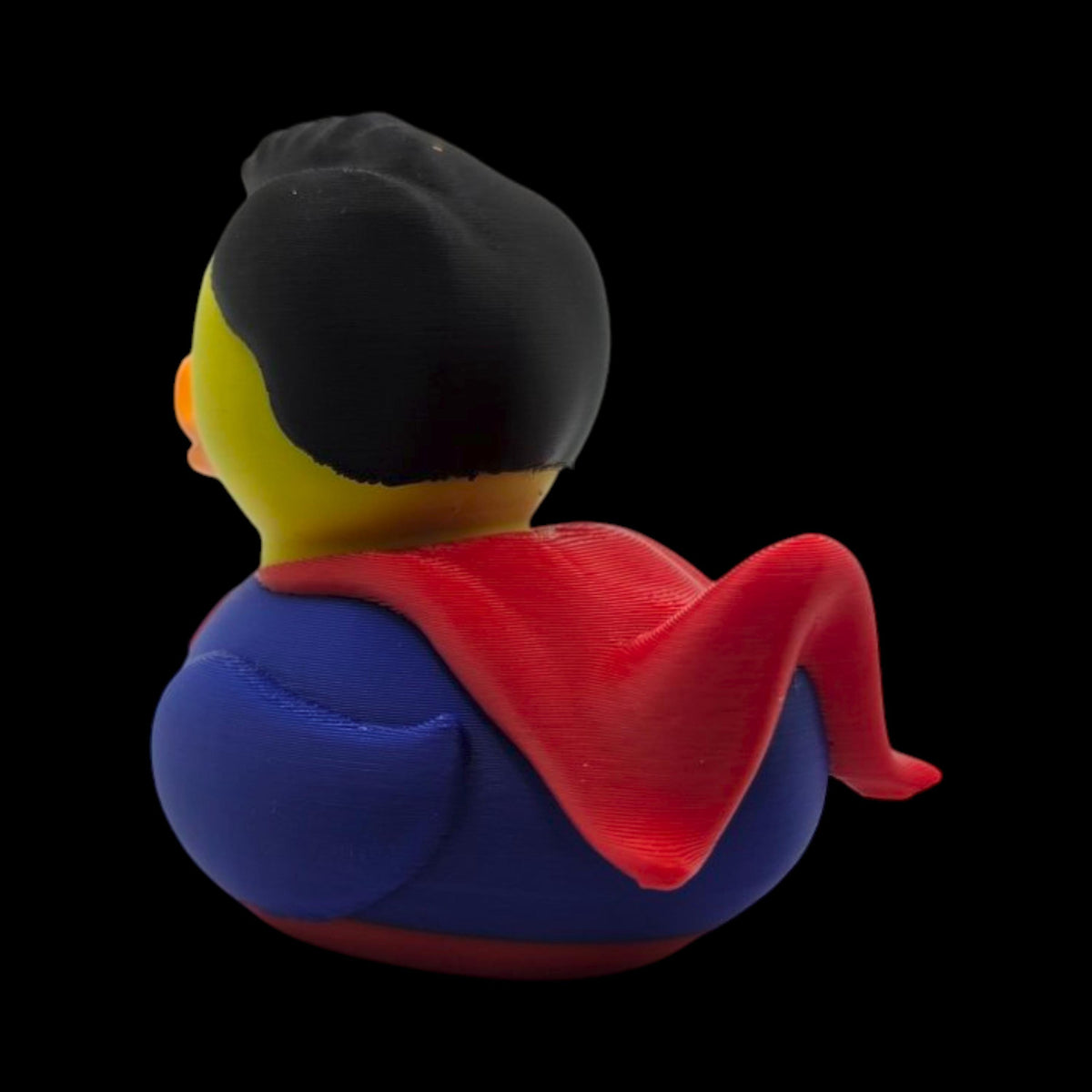 Miniature Toy Superman Duck Collectible Figurine Dashboard Display Printed Superhero Character Yellow Duck Body Blue Suit Red