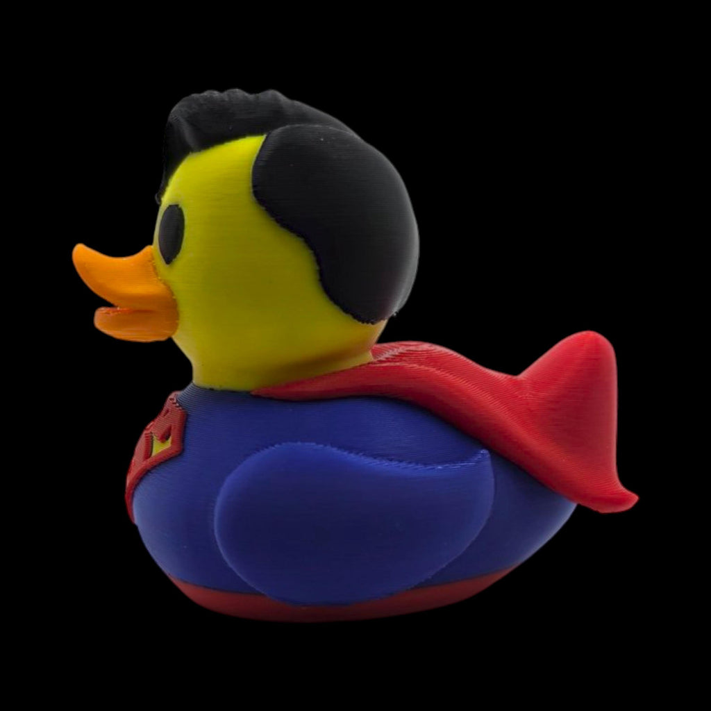 Superhero Fan Collectible Superman Duck Figurine Comic Hero Premium PLA Printed Yellow Body Blue Suit Red Cape