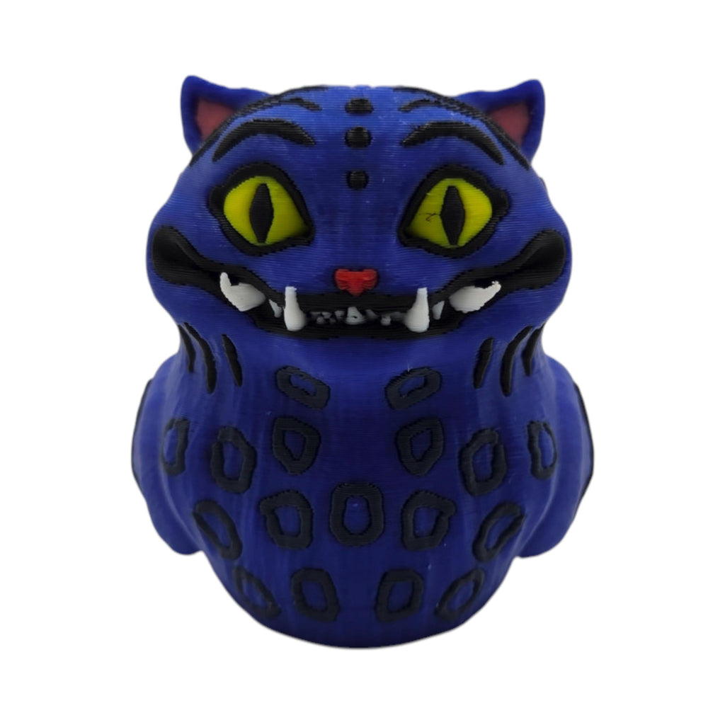 Kpop Fan Collectible Blue Tiger Duck Figurine Quirky Animal Design 3D Printed Statue Premium PLA Semi Gloss Finish Black Stripes Leopard Pattern Yellow Green Eyes Fangs Desk Accessory Gift Coworker Birthday Present Jeep Duck Display