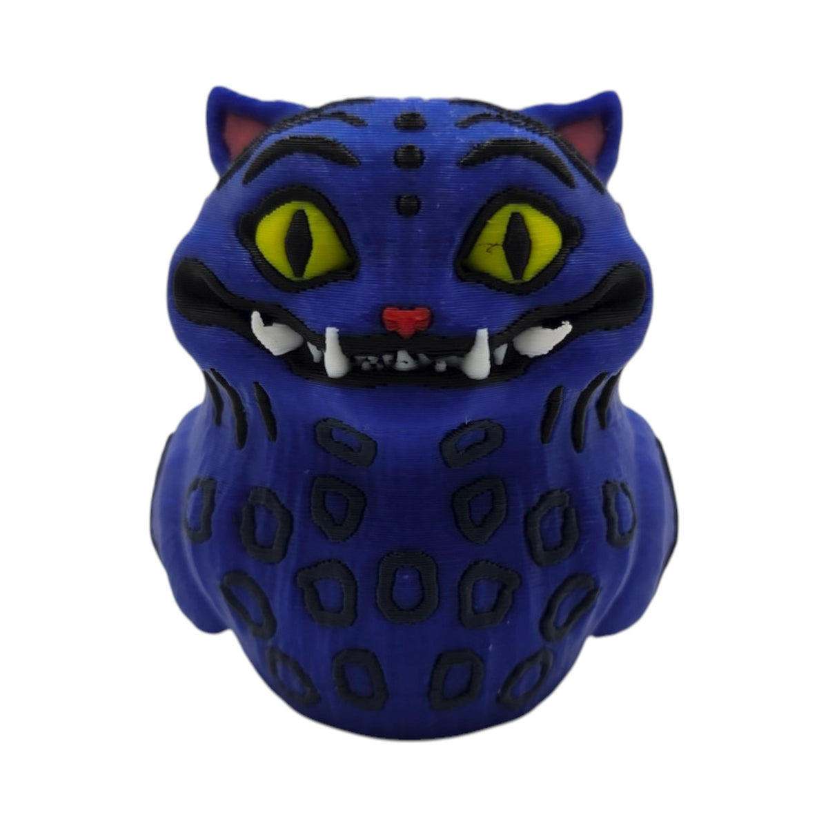 Kpop Fan Collectible Blue Tiger Duck Figurine Quirky Animal Design 3D Printed Statue Premium PLA Semi Gloss Finish Black Stripes Leopard Pattern Yellow Green Eyes Fangs Desk Accessory Gift Coworker Birthday Present Jeep Duck Display