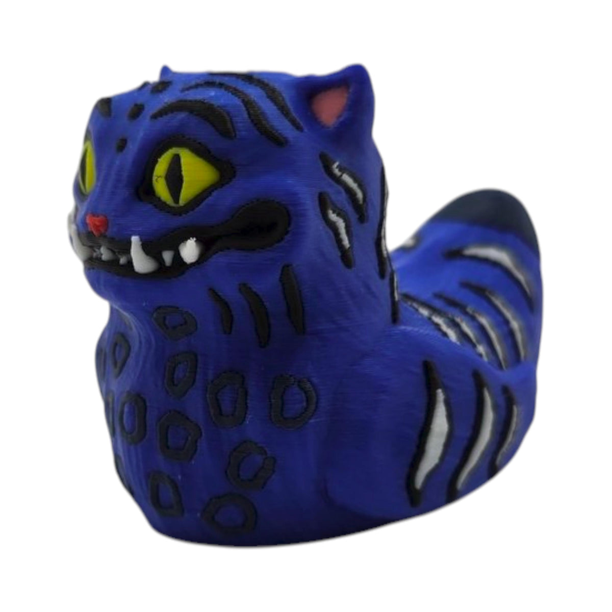 Blue Tiger Figurine Desk Accessory Gift Coworker Birthday Present Kpop Fan Collectible Statue 3D Printed Duck Design Premium PLA Material Black Stripes Leopard Spots Yellow Green Eyes Fangs Pointed Ears Striped Tail Jeep Duck Bathroom Shelf