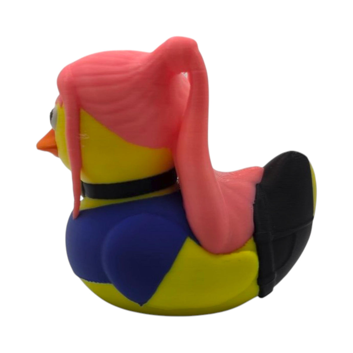 Office Desk Accessory Rubber Duck Toy Pink Hair Punk Design Racing Stripe Collectible Figurine Jeep Ducking Gift