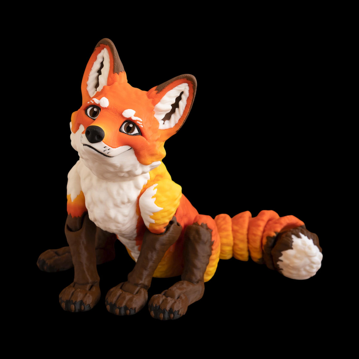 Poseable Fox Model Flexible Display Articulated Segments Desk Toy Collection Office Accessory Gift Orange Yellow Body