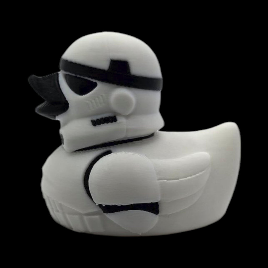 Star Wars Collectible Rubber Duck Stormtrooper Design White Helmet Black Accents 3DPrinted Premium PLA Material Smooth Finish