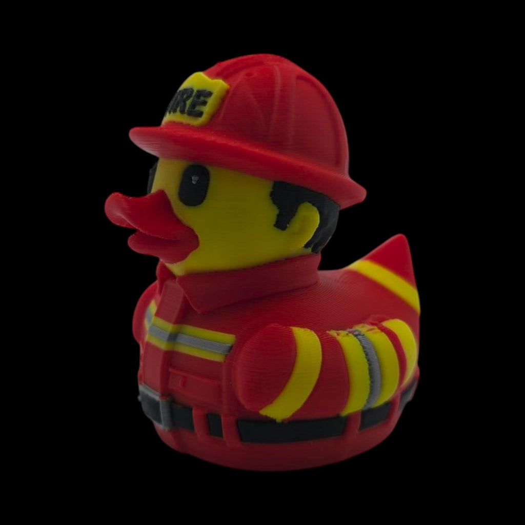 3D Printed Firefighter Duck Collectible Figurine Premium PLA Plastic Fire Helmet Dashboard Decoration Jeep Ducking