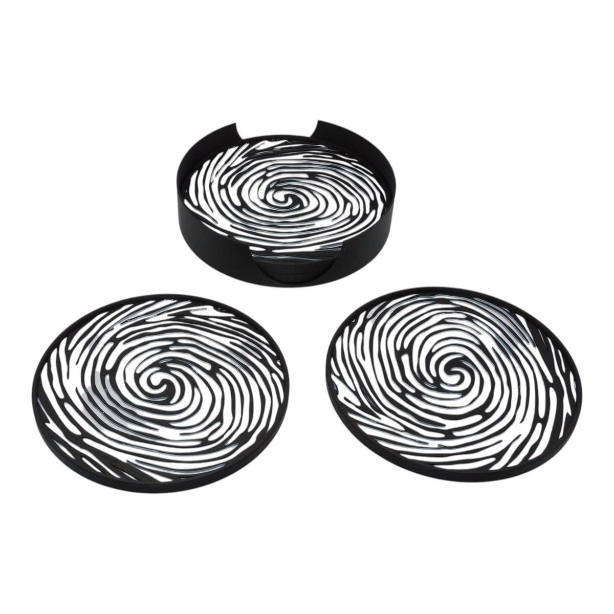 Fingerprint Coaster, Officer Desk Decor, Academy Graduation Present, Black White Forensic Artwork