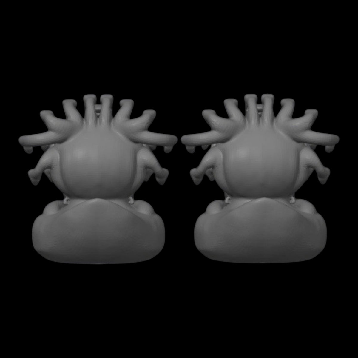 Gray Medusa Duck Figure for Display Gothic Monster Design with Glowing Eyes Spooky Halloween