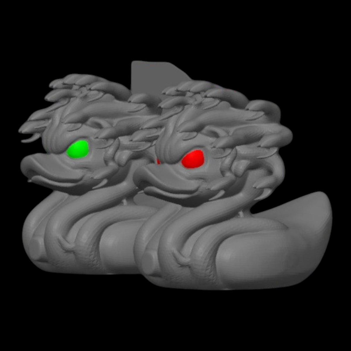 Gray Medusa Duck Figure for Display Gothic Monster Design with Glowing Eyes Spooky Halloween