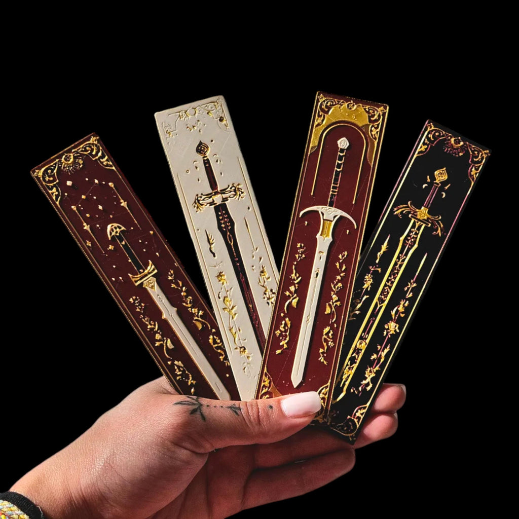 Blade Bookmark Set, 3D Printed in Red, White & Black for Readers