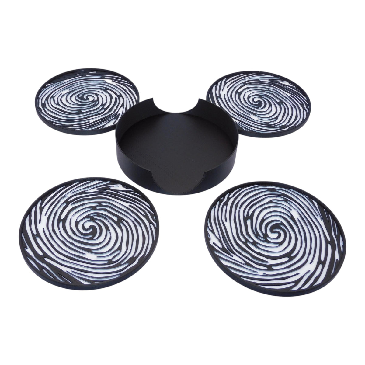 Fingerprint Coaster, Officer Desk Decor, Academy Graduation Present, Black White Forensic Artwork