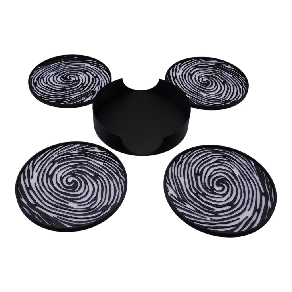Fingerprint Coaster, Officer Desk Decor, Academy Graduation Present, Black White Forensic Artwork