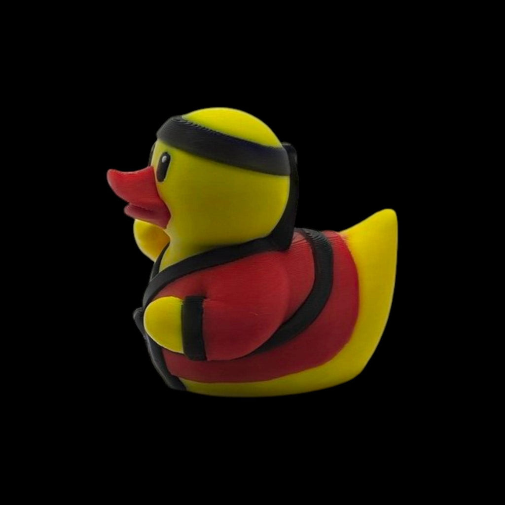 Karate Duck Figurine, 3D Printed Martial Arts Decor in Red or Black Uniform - JM Designs