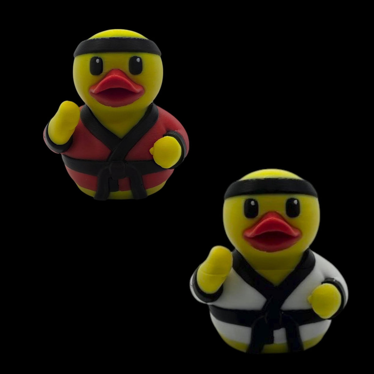 Karate Duck Figurine, 3D Printed Martial Arts Desk Accessory in Red or Black Uniform - JM Designs