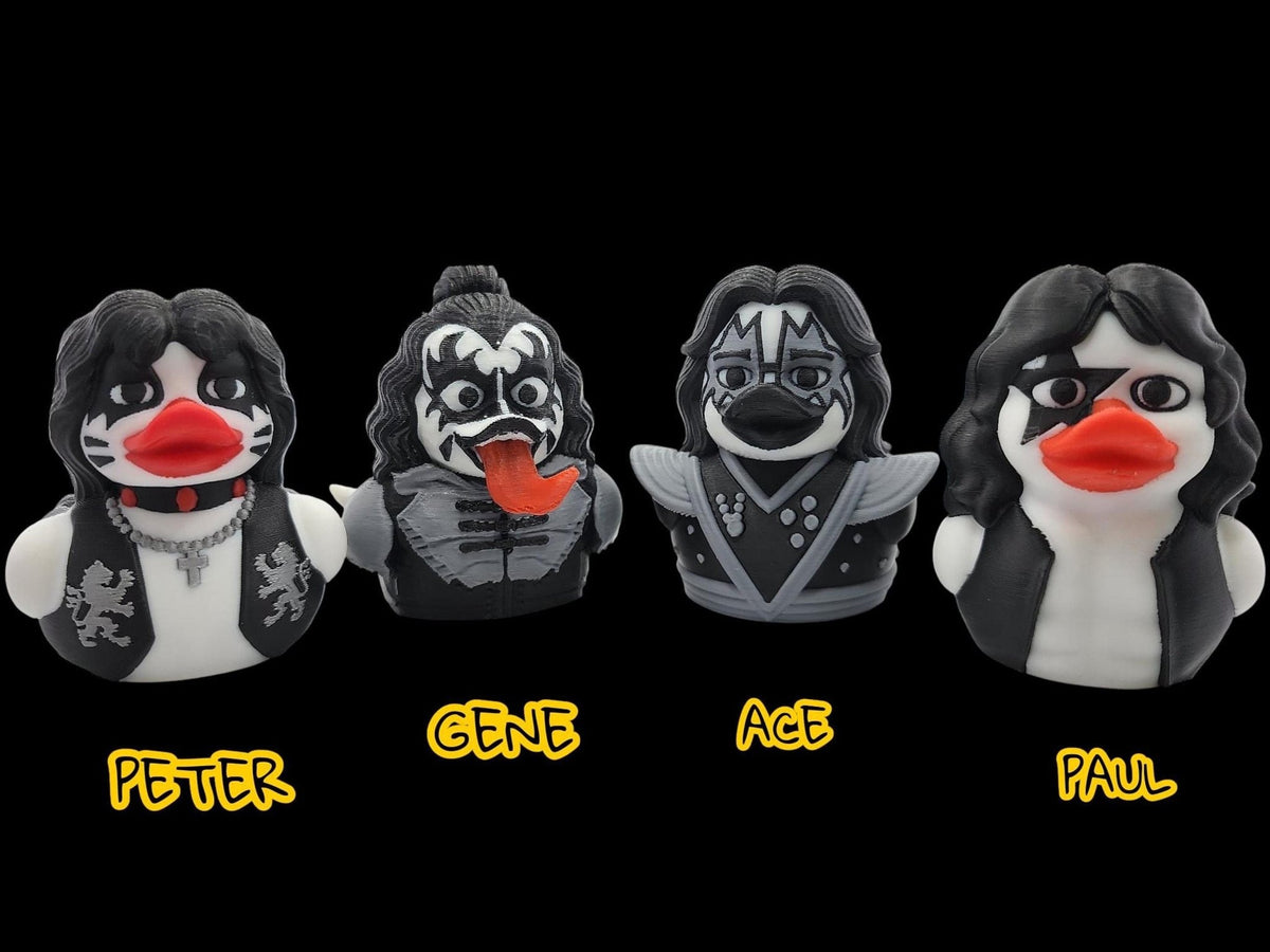 Kiss Duck Figurine, 3D Printed Collectible with Iconic Rock Star Design - JM Designs