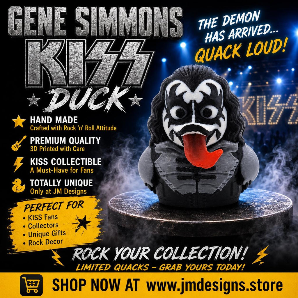 Kiss Inspired Duck Figurine Display Item For Collector Band Decoration Desk Accessory Black White Rock Statue Shelf