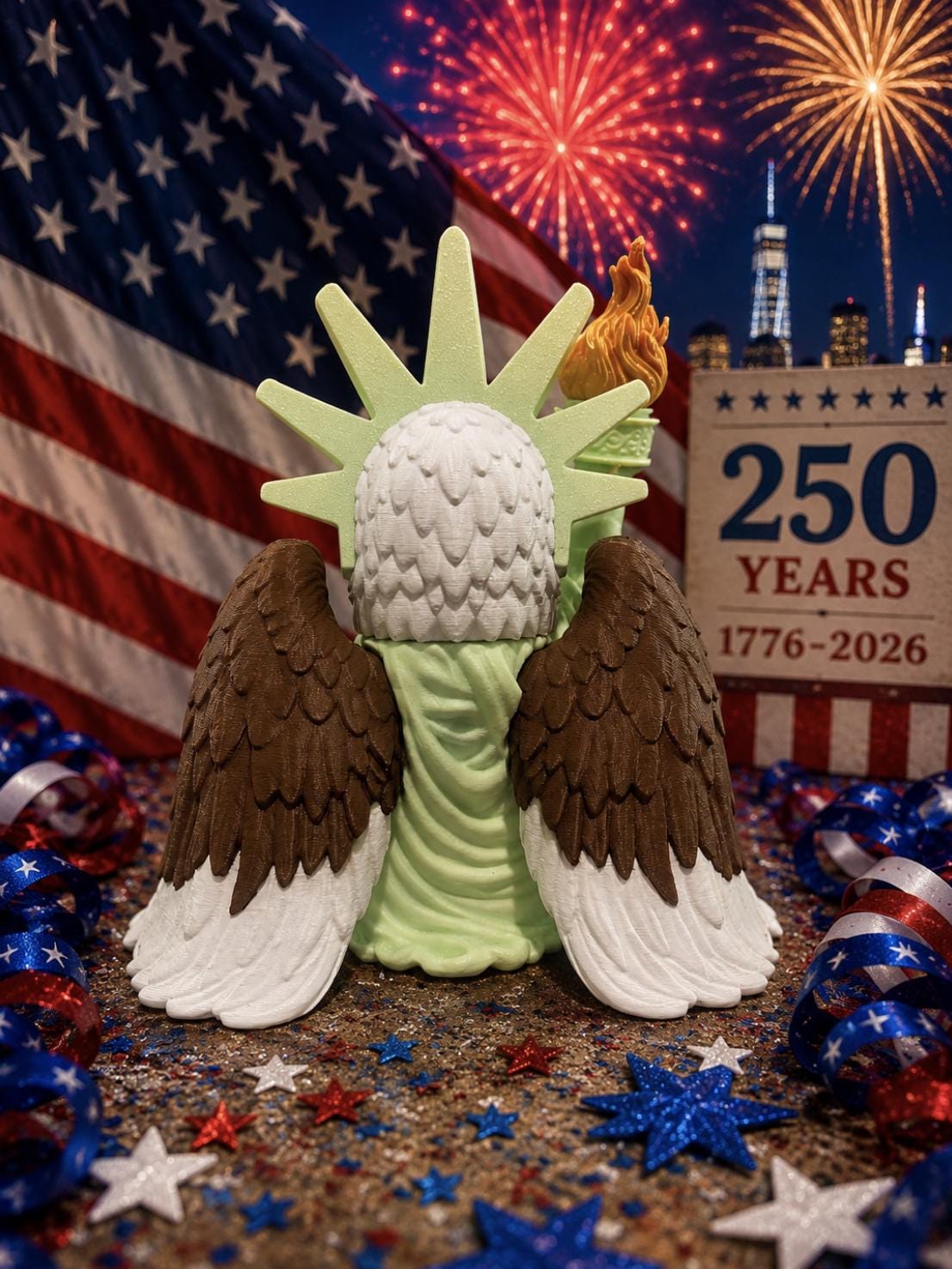 Liberty Eagle 250th Anniversary Limited Edition Standing Tall Patriotic Americana Flag Wing American Independence Day