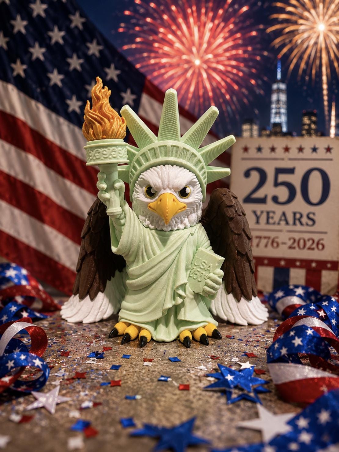 Liberty Eagle 250th Anniversary Limited Edition Standing Tall Patriotic Americana Flag Wing American Independence Day