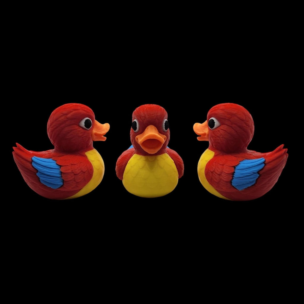 Macaw Duck Figurine, Colorful 3D Printed Tropical Bird Collectible - JM Designs