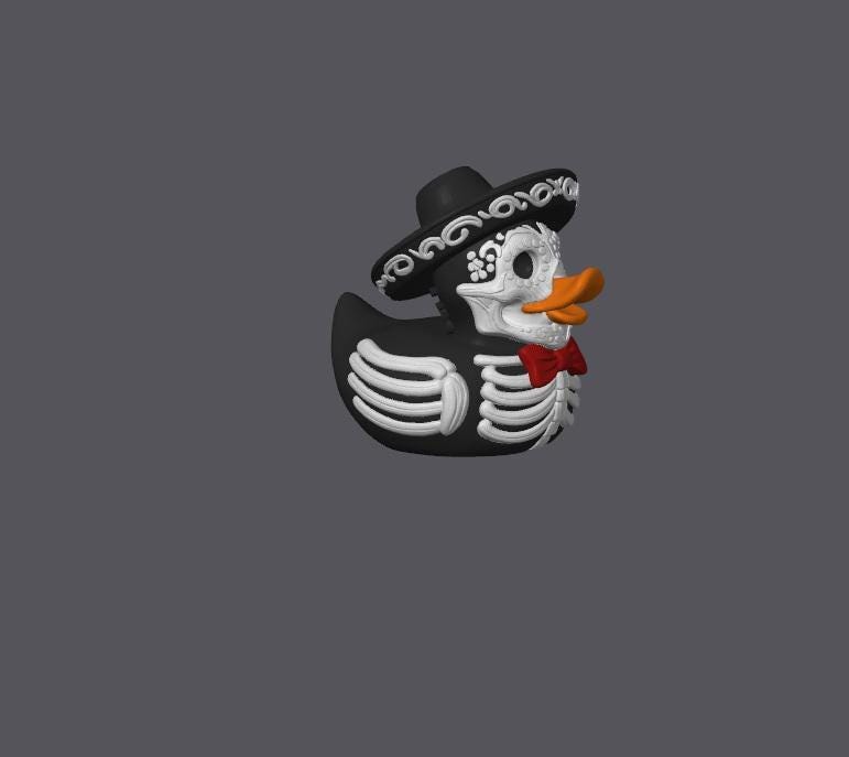 Mariachi Skeleton Duck, Spooky 3D Printed Halloween Decor - JM Designs