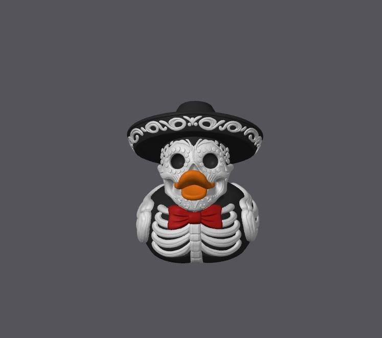 Mariachi Skeleton Duck, Spooky 3D Printed Halloween Decor - JM Designs