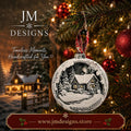 Ornament Winter Scene with Mountain Cottage, Holiday Decoration Tree Bauble - JM Designs