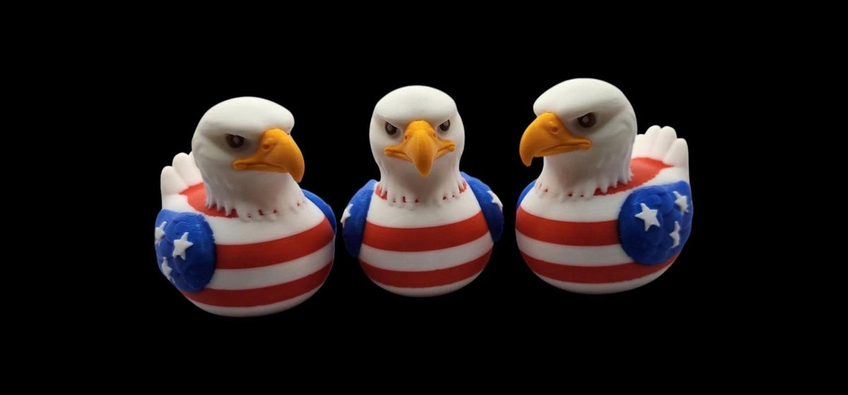 Patriotic Duck Decor, American Eagle 3D Printed Car Accessory for Dashboard Display - JM Designs