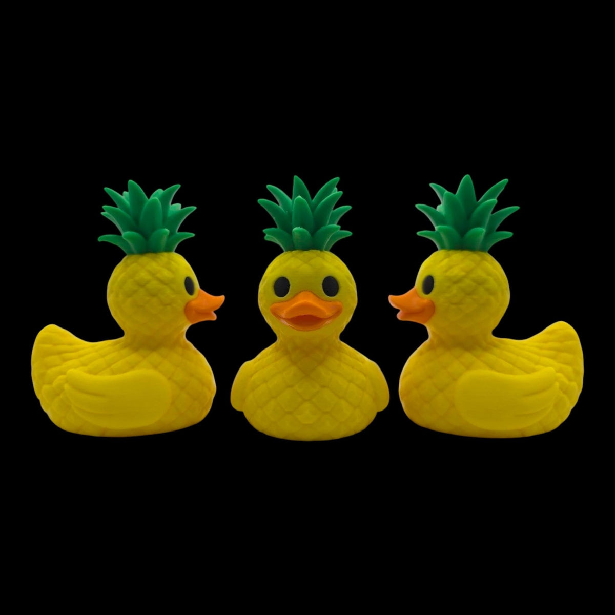Pineapple Duck Figurine, Tropical Desk Mascot with Fun Beach Vibes - JM Designs