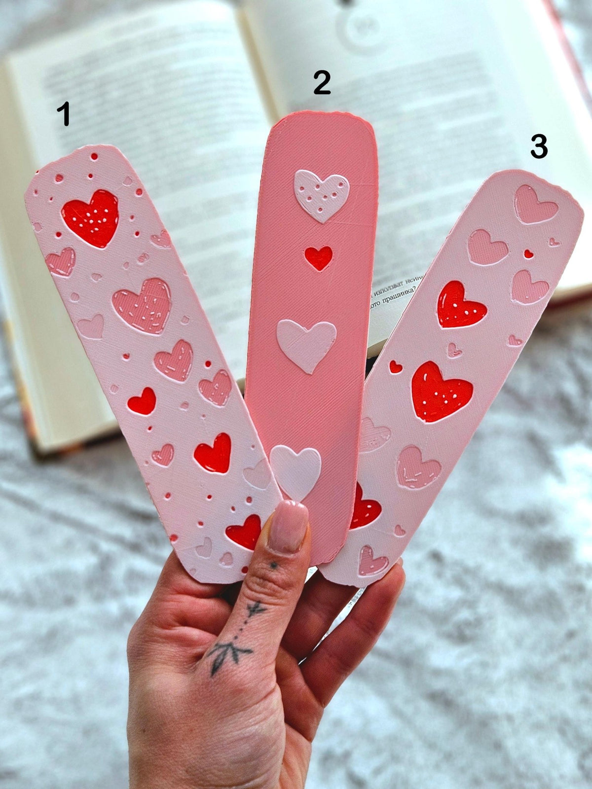 Pink Heart Bookmark Set: 3D Printed Valentines Gift - JM Designs