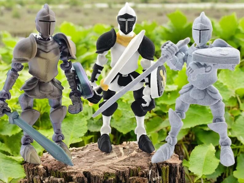 Posable Knight Action Figure: 3D Printed Medieval Figurine - JM Designs
