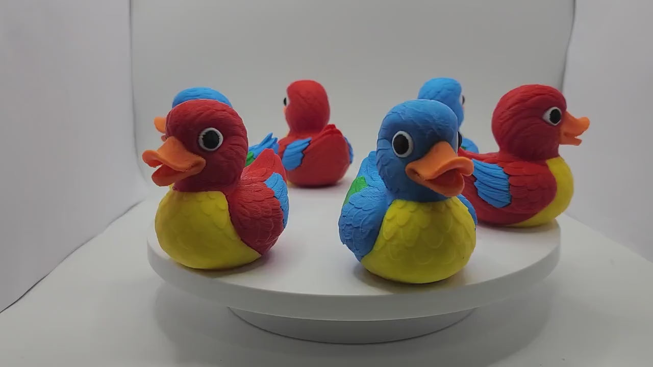 Macaw Duck Figurine, 3D Printed Tropical Bird Decoration in Colorful Designs