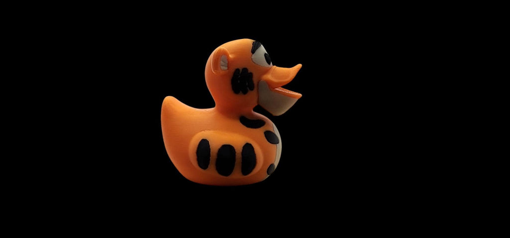 Tigger-inspired 3D printed orange striped duck figurine - view 4