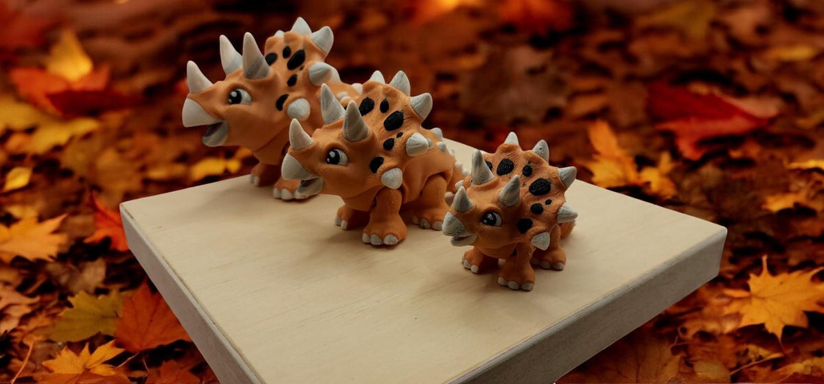 Triceratops Dinosaur Toy, Ecofriendly 3D Printed Accent for Toddler Room Decor - JM Designs